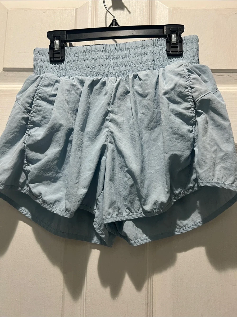 all in motion Light Blue Athletic High-Waist Smocked Shorts